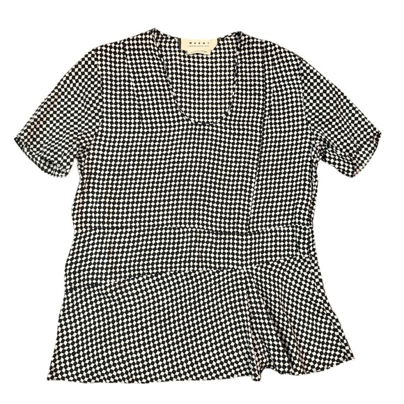 MARNI Winter Edition 2013 Black and White Checkered Blouse Size 44- US M (8-10) - Picture 2 of 11